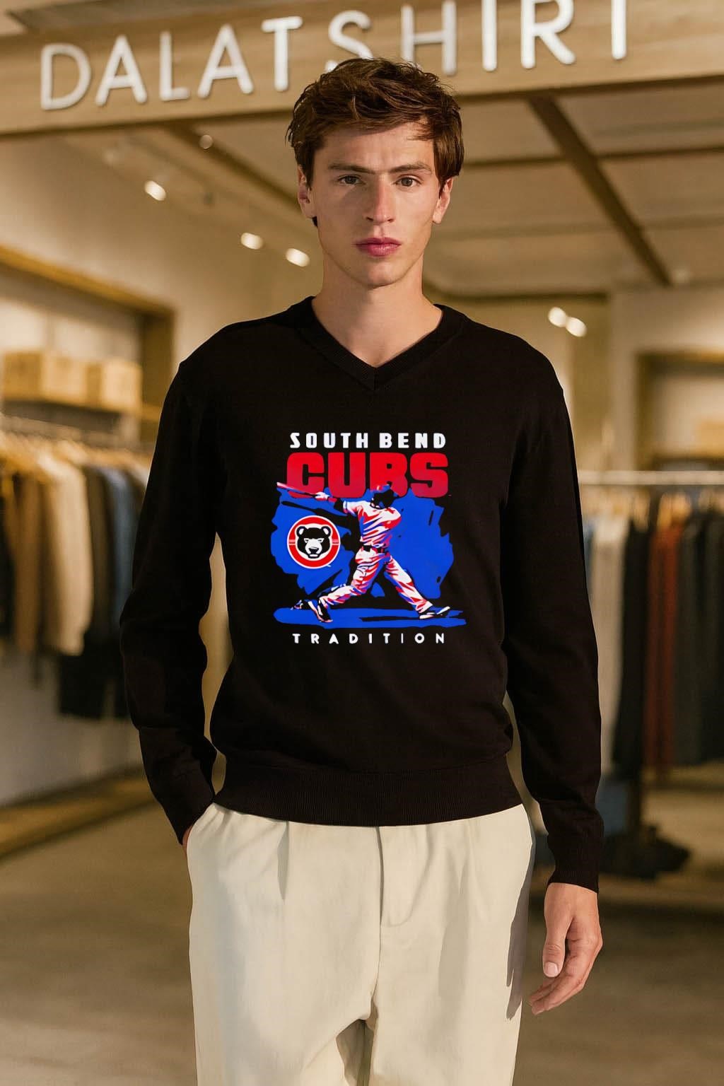 South Bend Cubs Tradition baseball player bear logo shirt