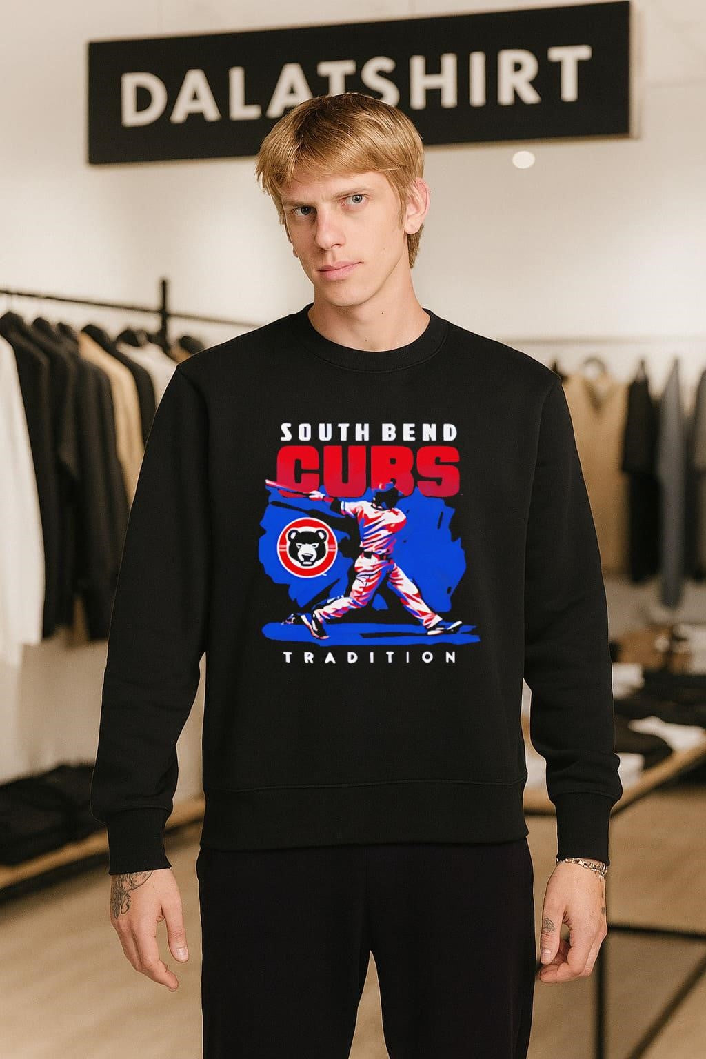 South Bend Cubs Tradition baseball player bear logo shirt