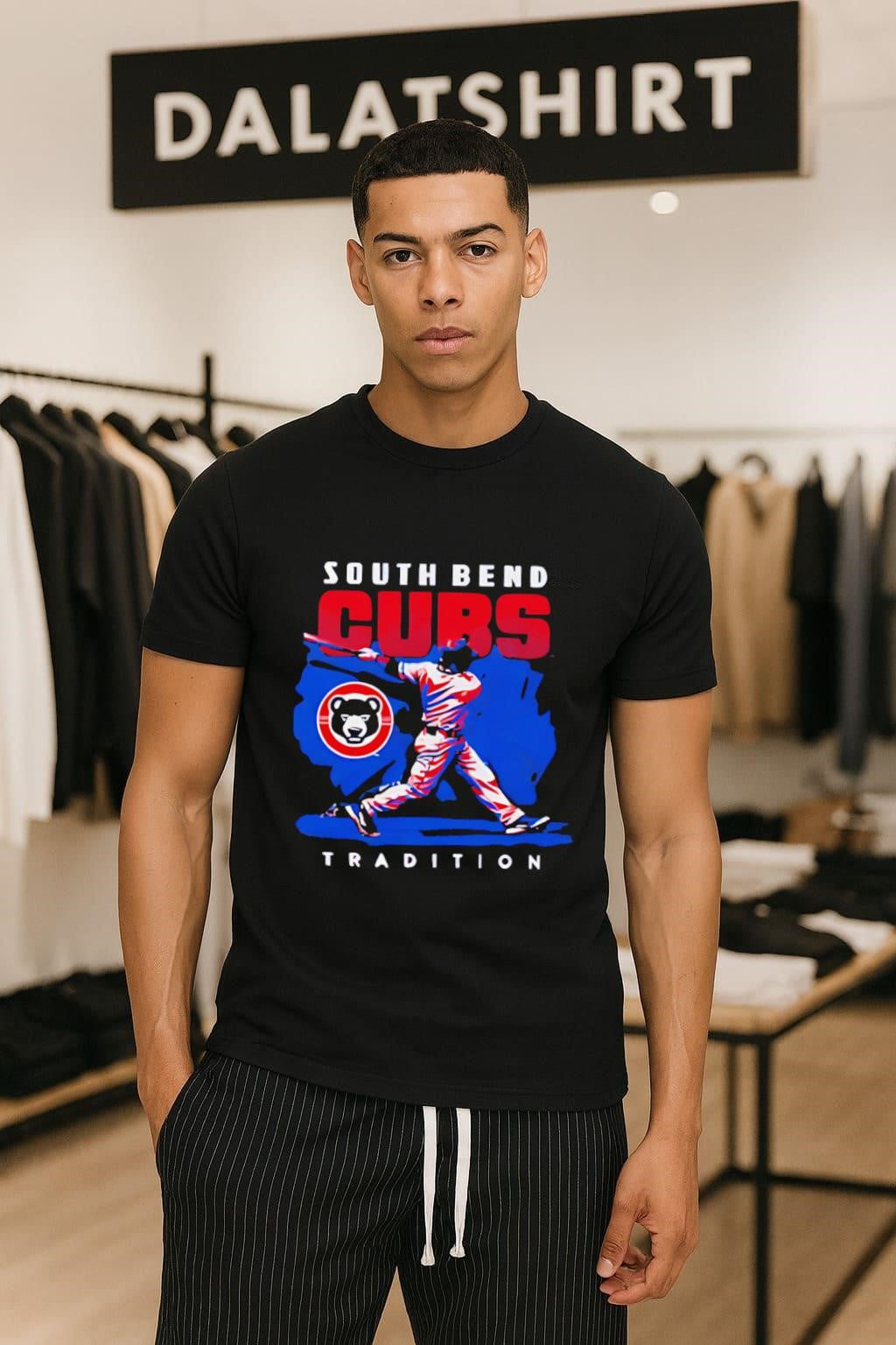 South Bend Cubs Tradition baseball player bear logo shirt