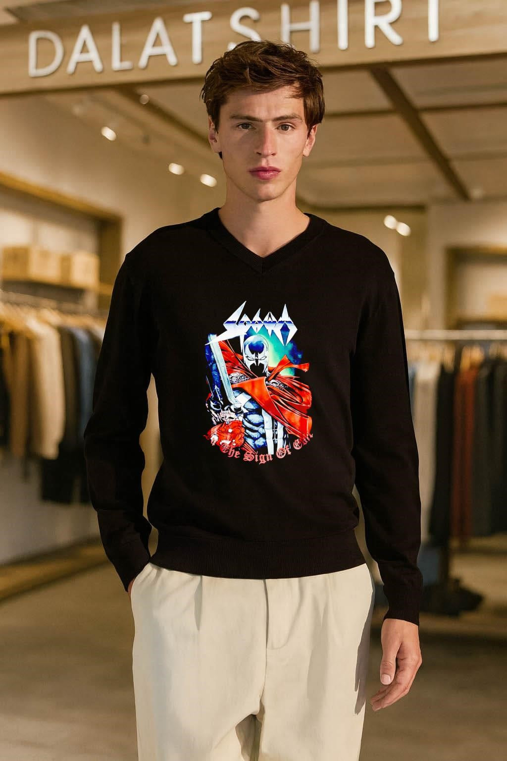 Spawn In The Sign Of Evil Superhero Holding Large Sword shirt