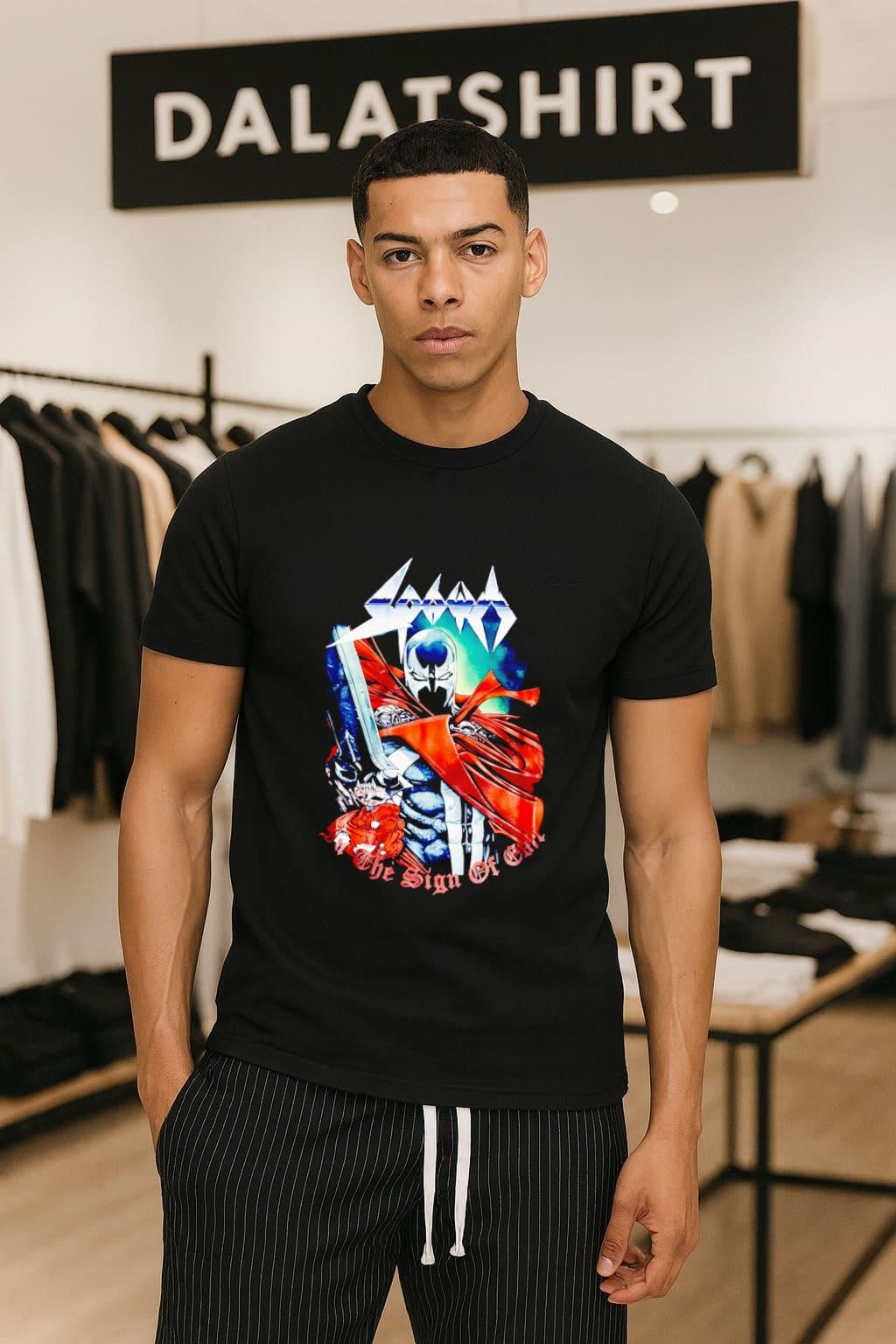 Spawn In The Sign Of Evil Superhero Holding Large Sword shirt