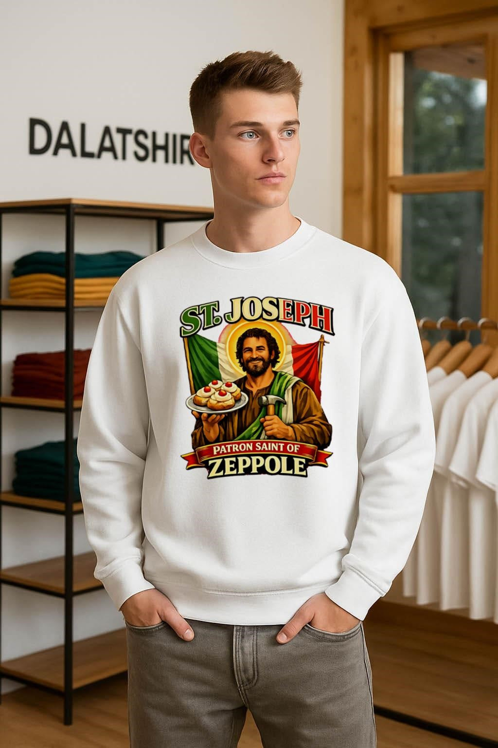 St Joseph Patron Saint Of Zeppole Italian Flag Carpenter shirt
