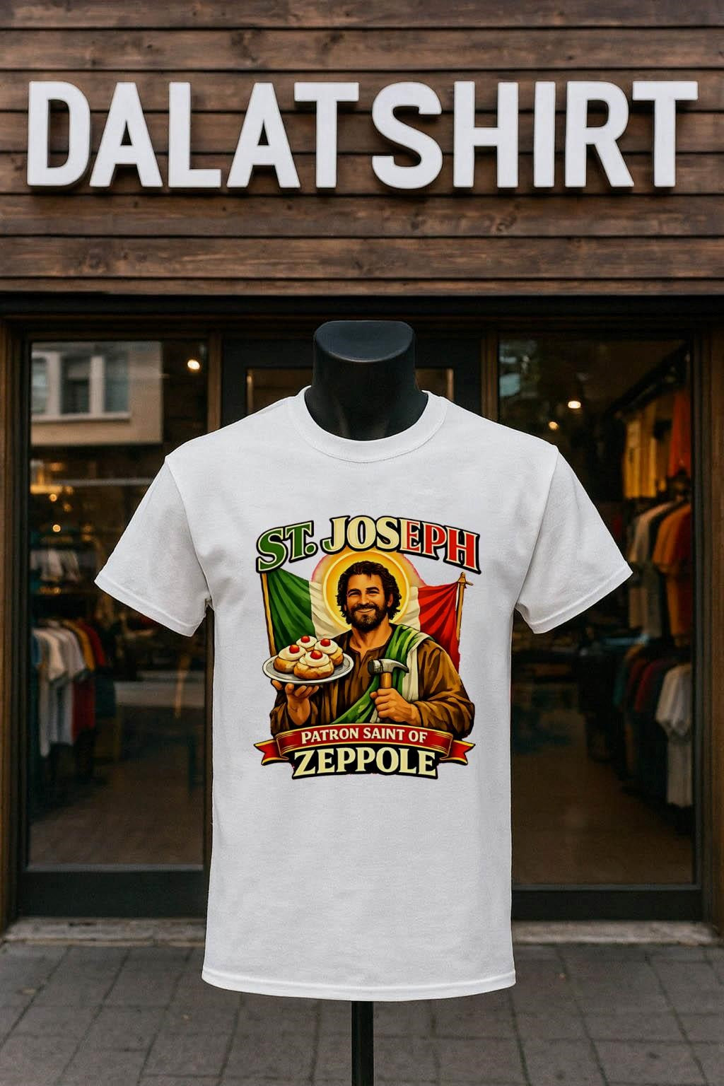 St Joseph Patron Saint Of Zeppole Italian Flag Carpenter shirt