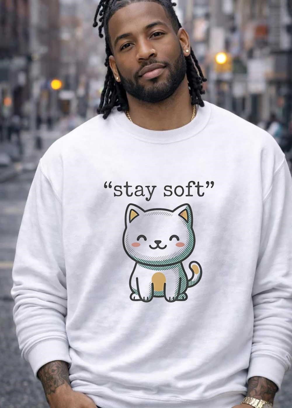 Stay Soft Cute Smiling Cartoon Cat shirt