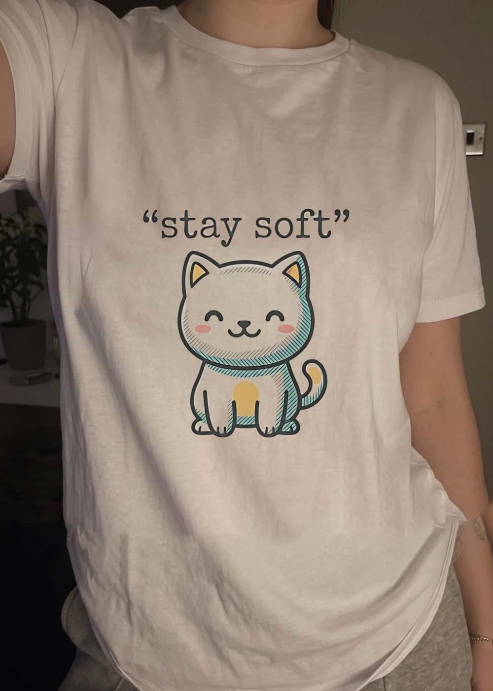 Stay Soft Cute Smiling Cartoon Cat shirt