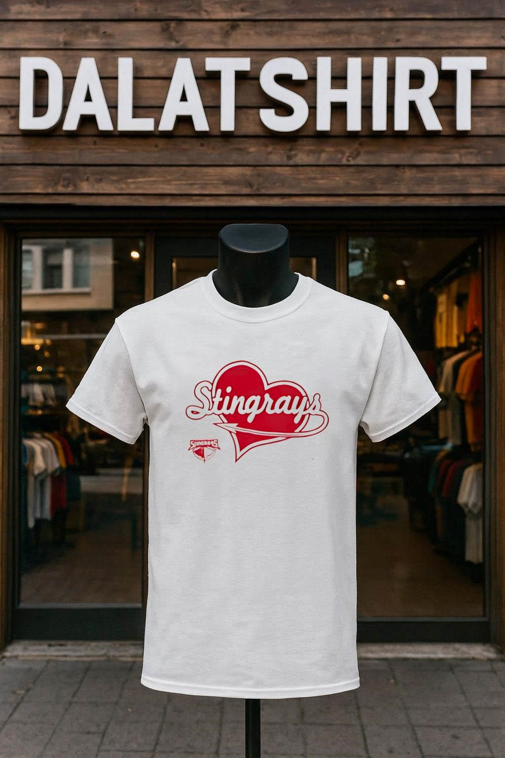 Stingrays Red Heart Tail Logo Sports Team shirt