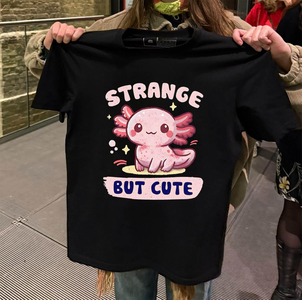 Strange But Cute Pink Axolotl Character Underwater Star shirt
