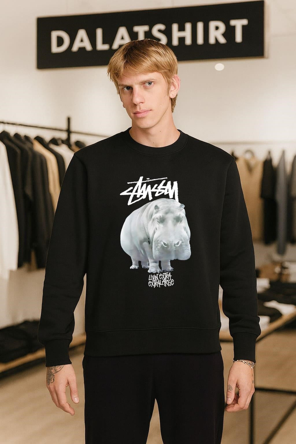 Stussy Logo Hippo Livin’ Extra Extra Large Streetwear shirt