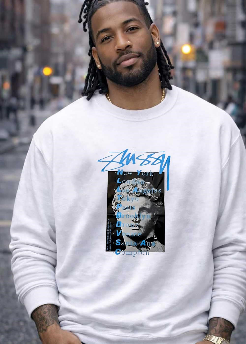 Stussy New York London Los Angeles World Tour Statue shirt