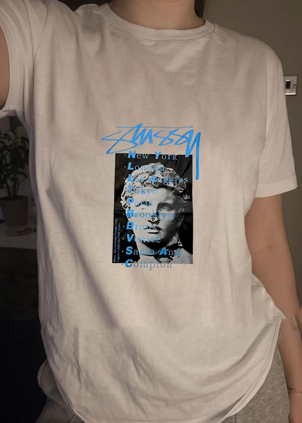 Stussy New York London Los Angeles World Tour Statue shirt