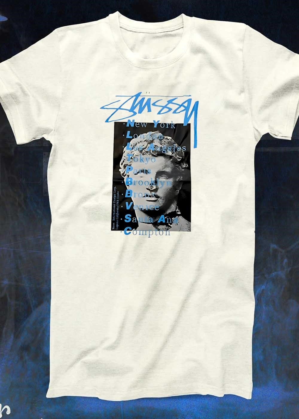 Stussy New York London Los Angeles World Tour Statue shirt
