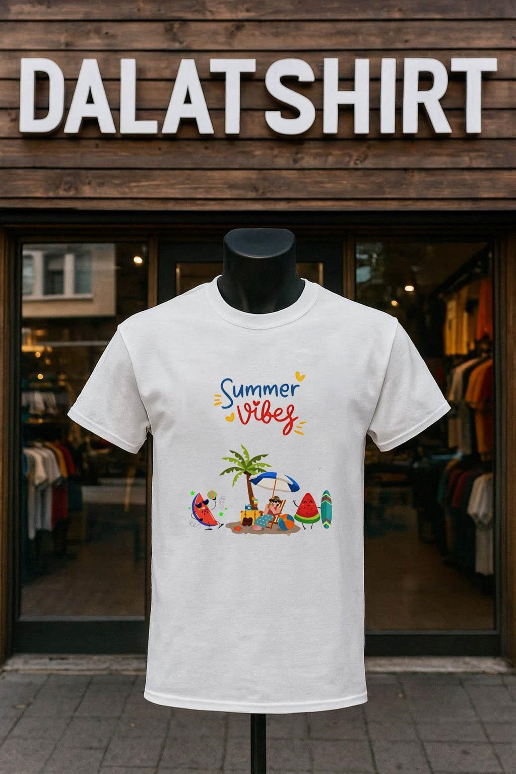 Summer Vibes Palm Tree Watermelon Characters Beach Sun shirt