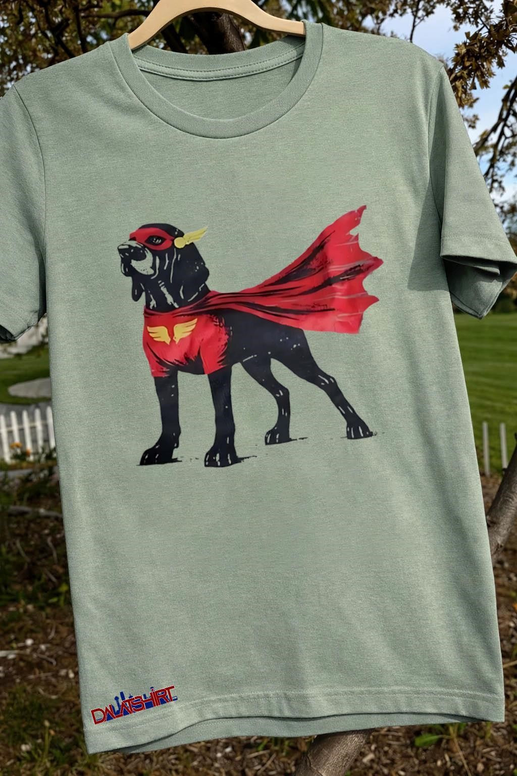 Superhero Bloodhound Dog Wearing Red Cape Mask shirt
