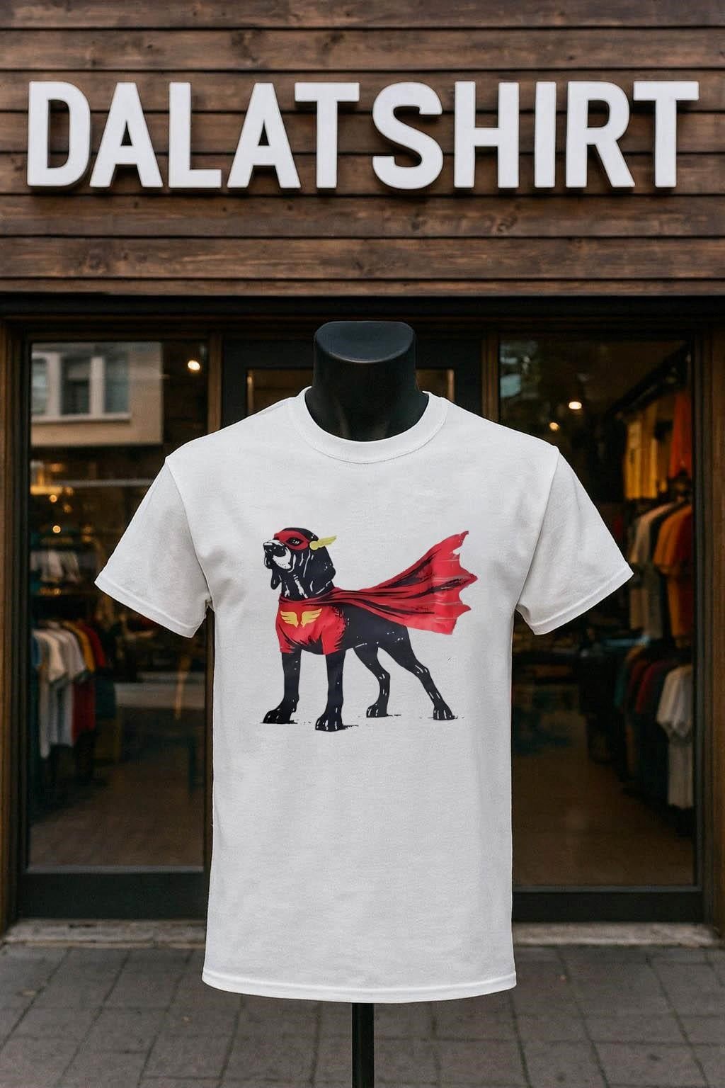 Superhero Bloodhound Dog Wearing Red Cape Mask shirt