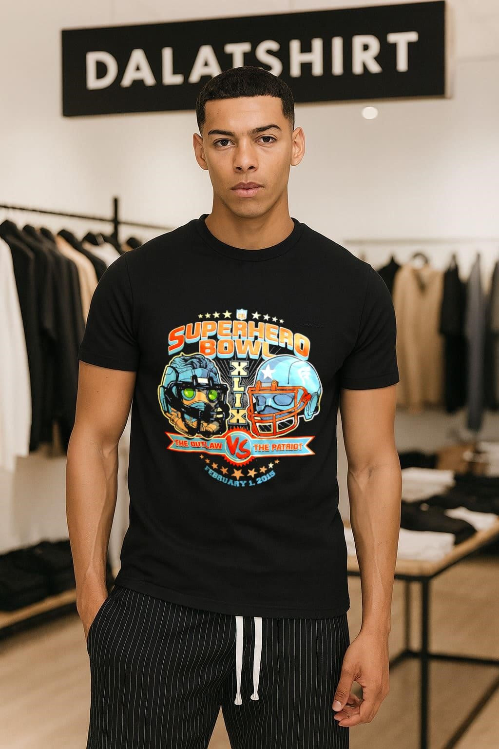 Superhero Bowl XLIX The Outlaw vs The Patriot shirt
