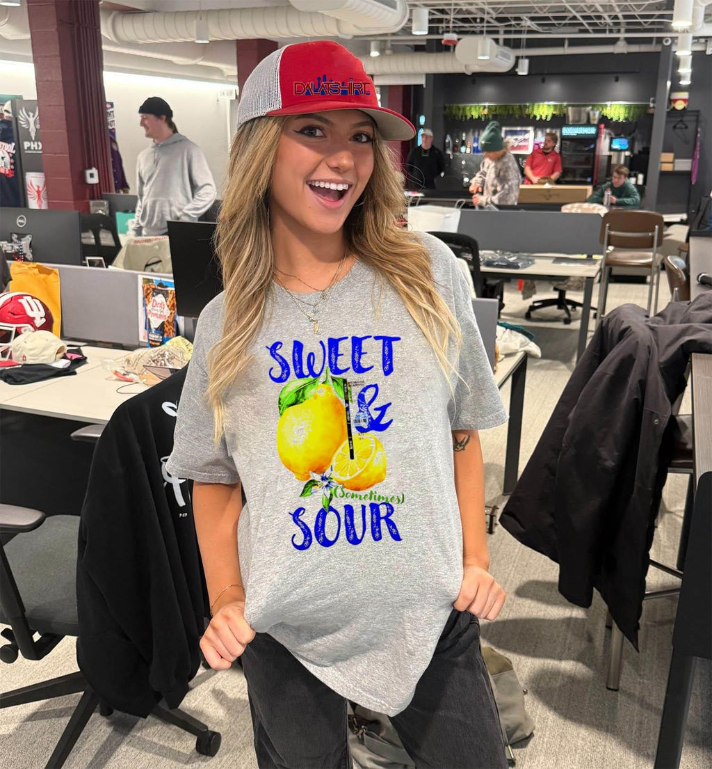 Sweet and Sometimes Sour Yellow Lemon Fruit Graphic Illustration shirt