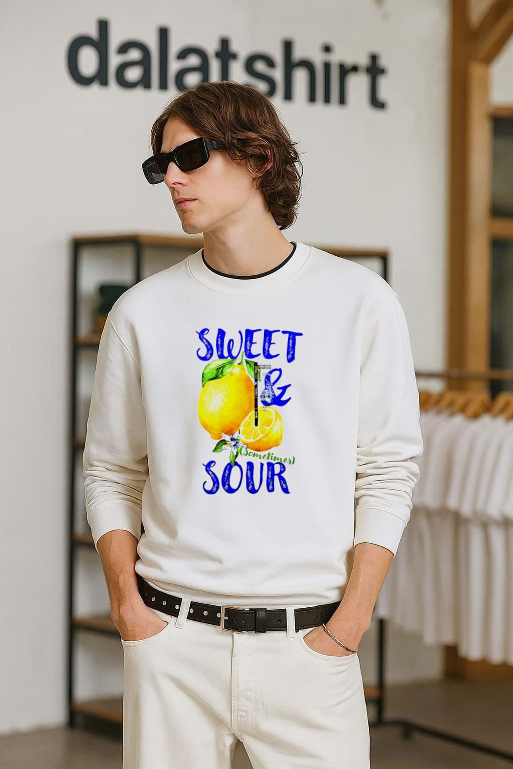 Sweet and Sometimes Sour Yellow Lemon Fruit Graphic Illustration shirt