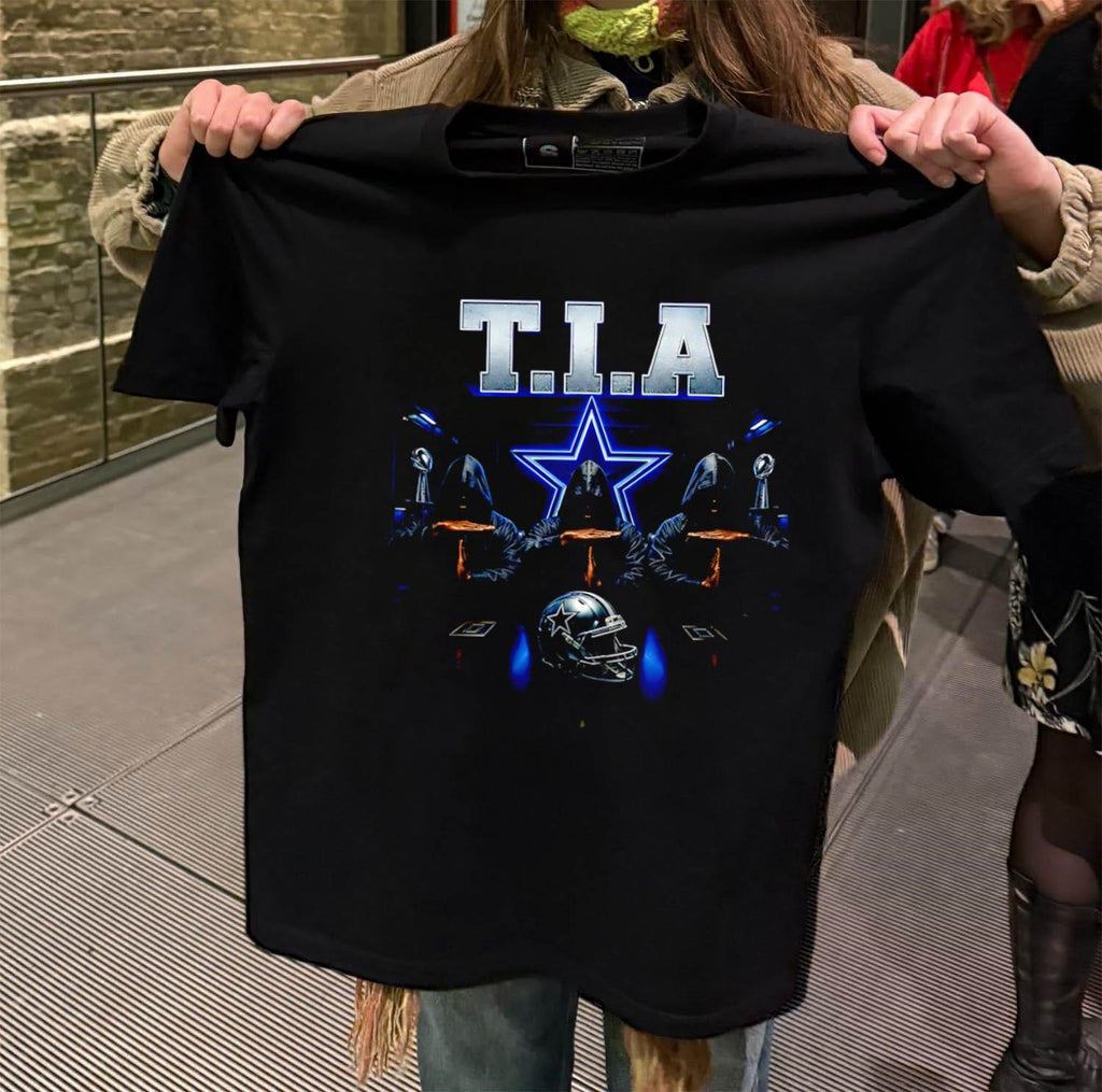 T.I.A. Dallas Cowboys Three Figures In Hoods Football Helmet shirt