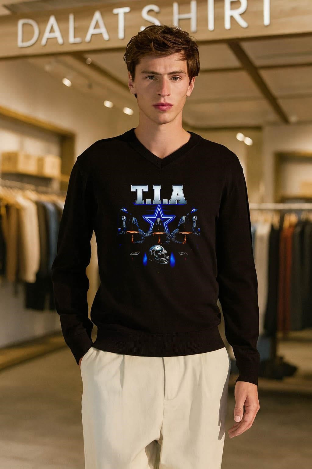 T.I.A. Dallas Cowboys Three Figures In Hoods Football Helmet shirt