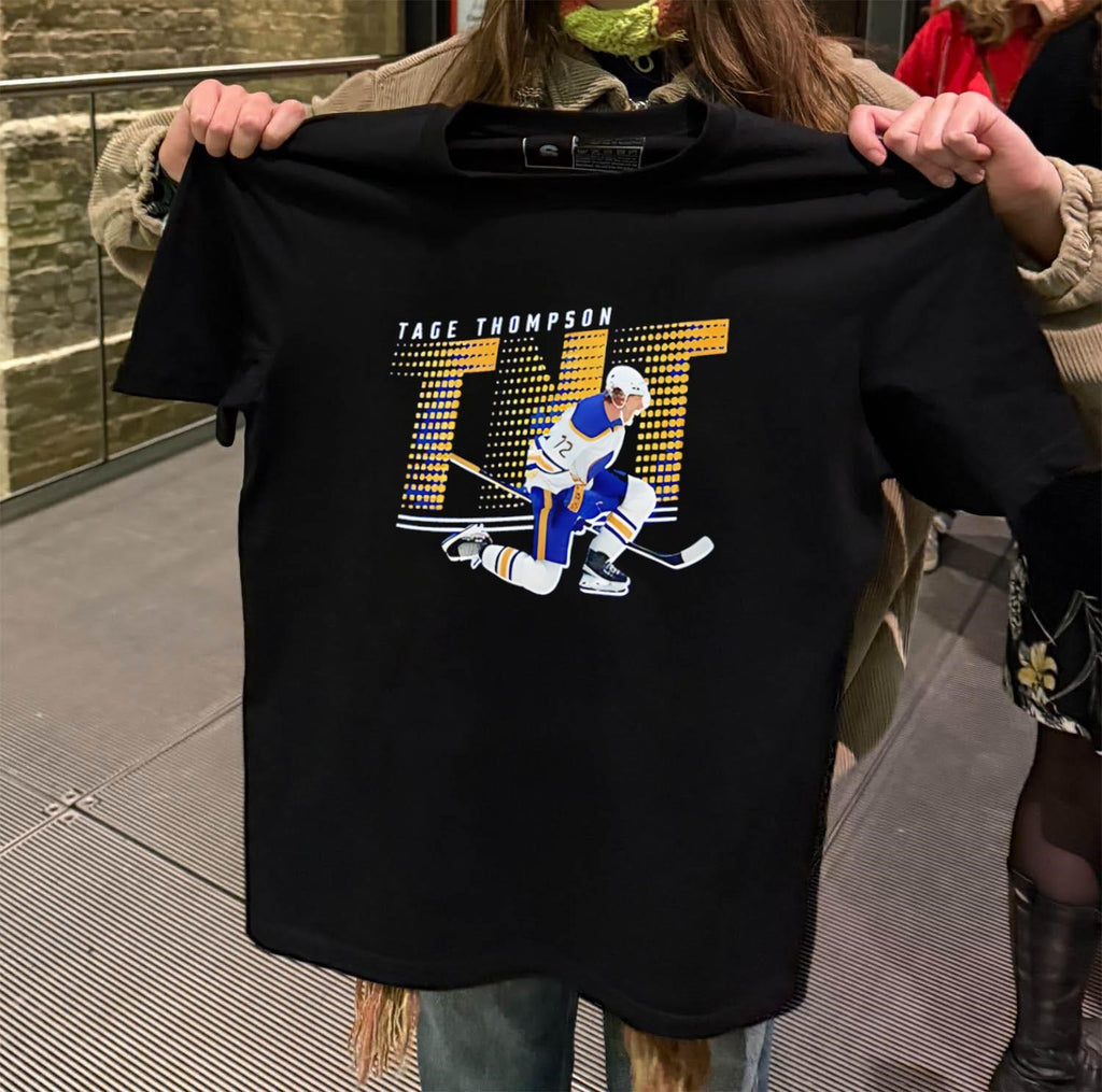 Tage Thompson TNT Buffalo Sabres hockey player action shirt