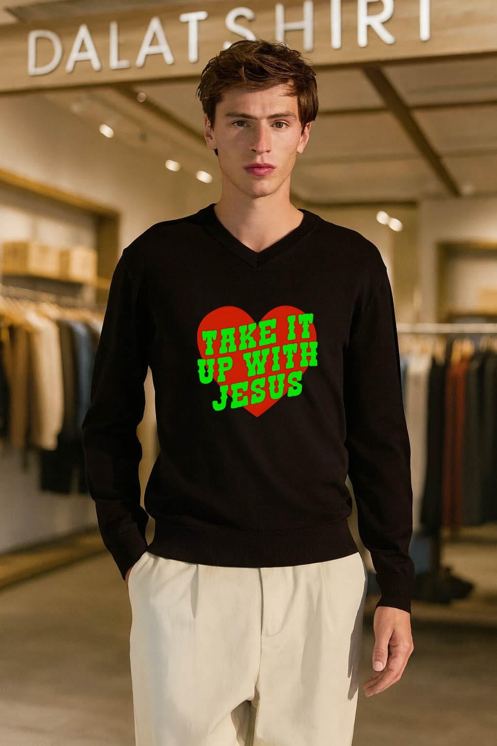 Take It Up With Jesus heart shirt