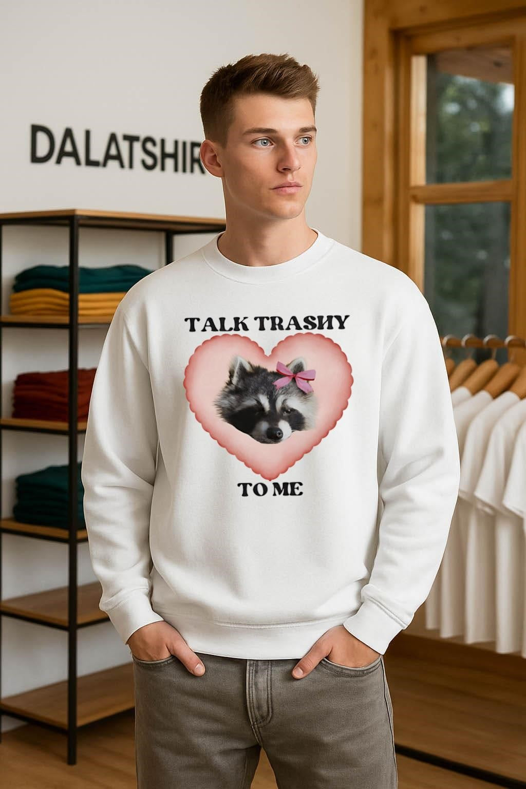 Talk Trashy To Me Raccoon Heart Valentine Funny shirt