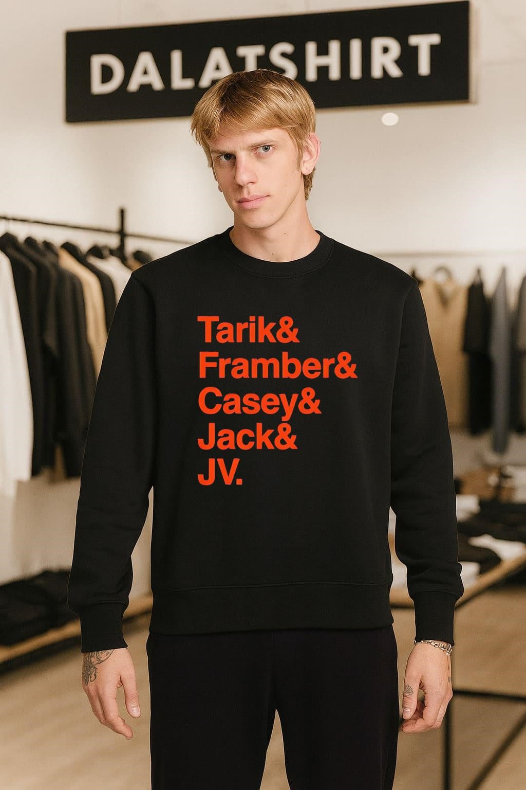 Tarik Framber Casey Jack JV Names List Orange Helvetica shirt