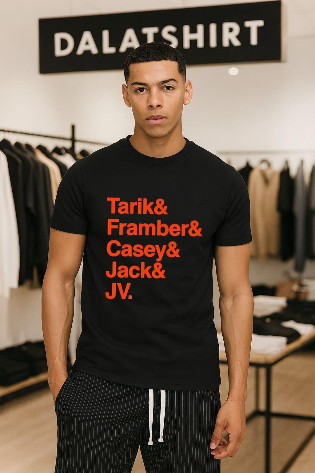 Tarik Framber Casey Jack JV Names List Orange Helvetica shirt
