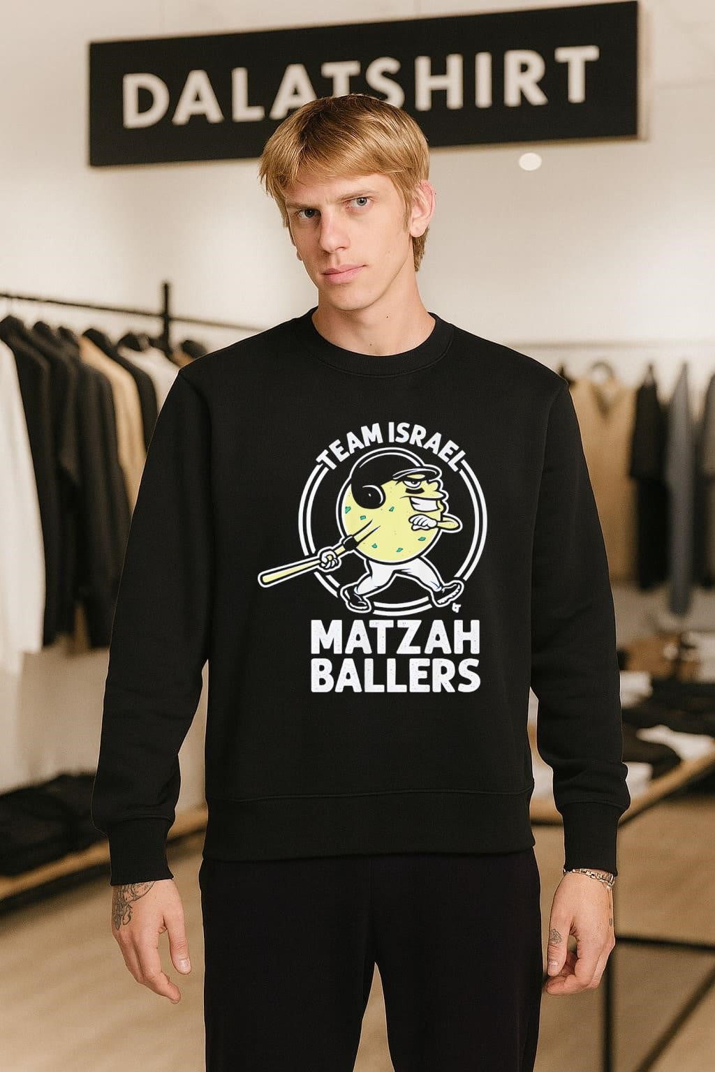 Team Israel Matzah Ballers baseball character logo shirt