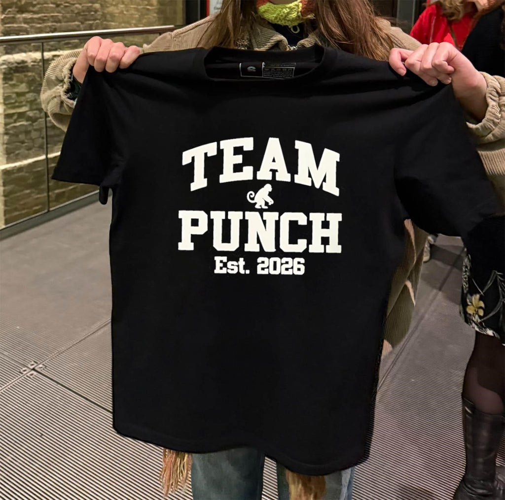 Team Punch Est. 2026 monkey silhouette varsity style shirt
