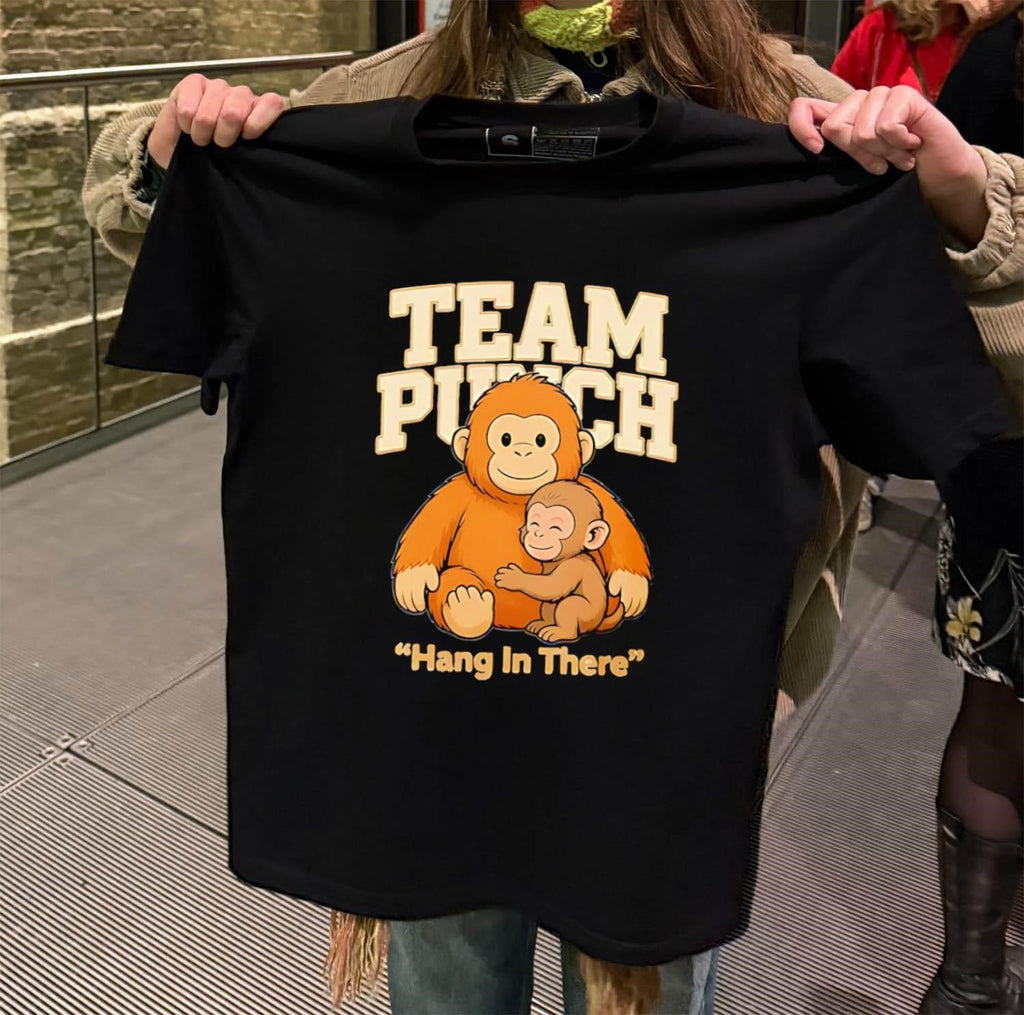 Team Punch Hang In There orange monkey hugging monkey shirt