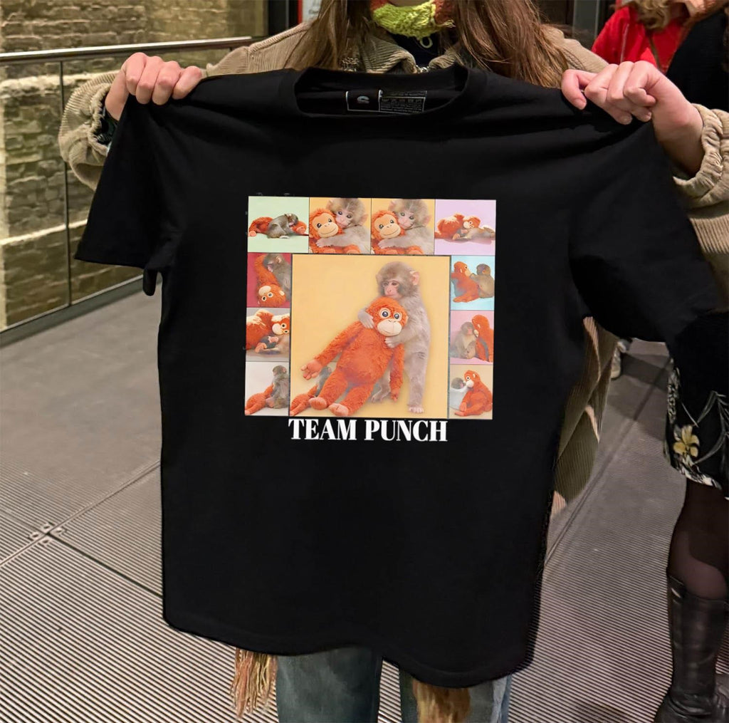 Team Punch Monkey Hugging Large Plush Toy shirt