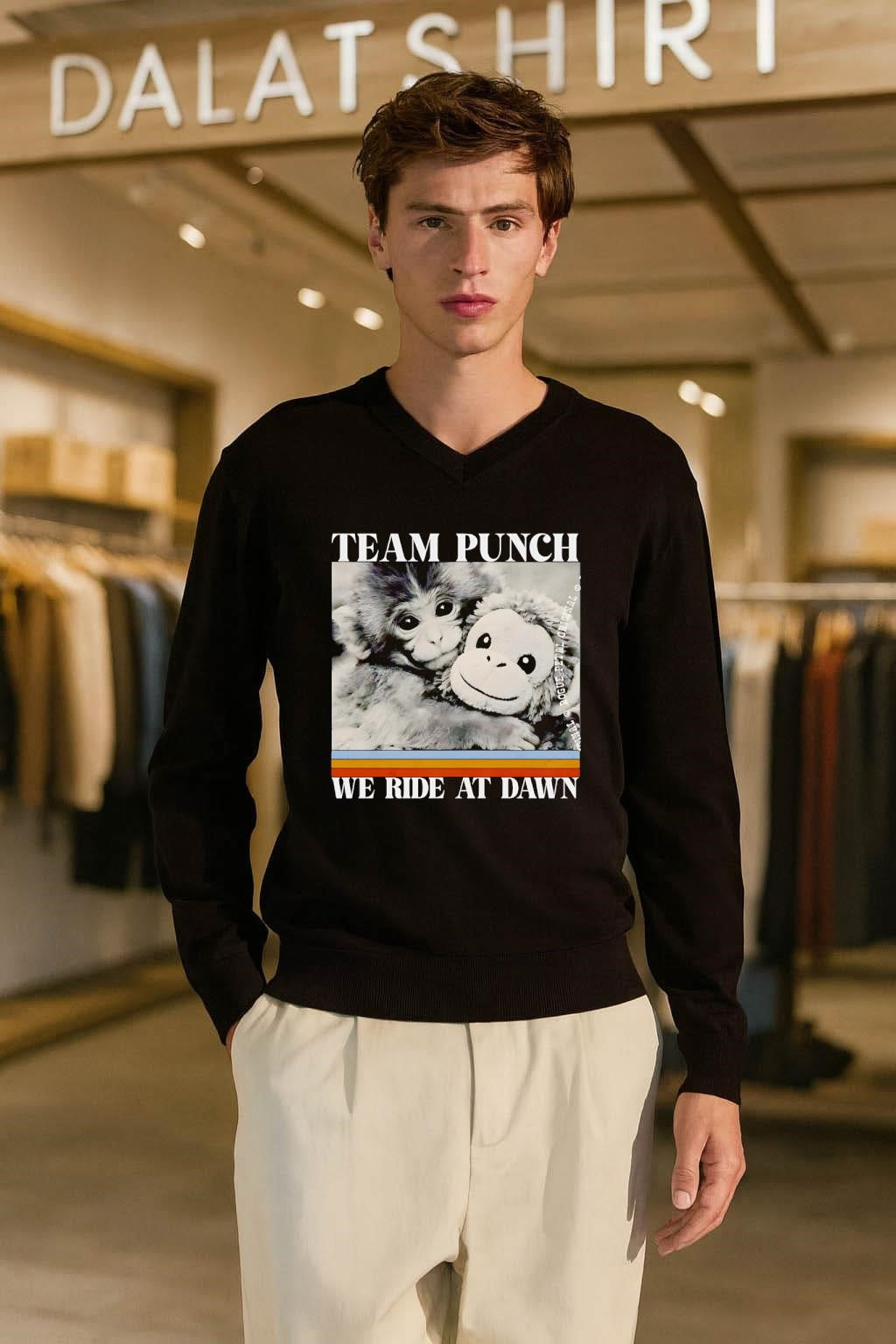 Team Punch We Ride At Dawn Monkey Hugging Plush shirt