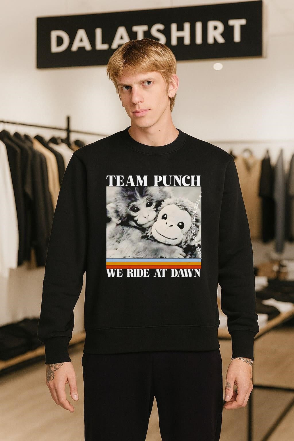 Team Punch We Ride At Dawn Monkey Hugging Plush shirt