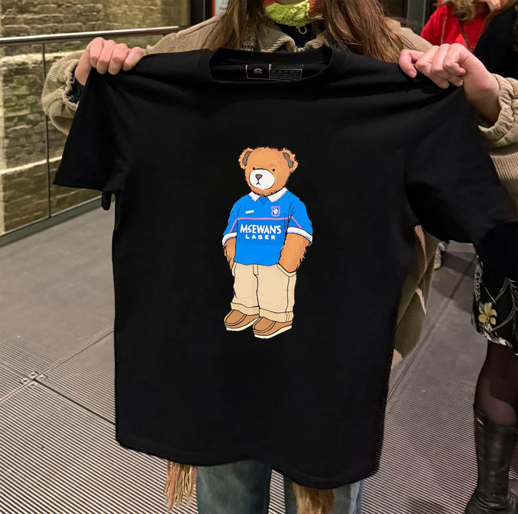 Teddy Bear Wearing Blue McEwan’s Lager Rangers Football shirt