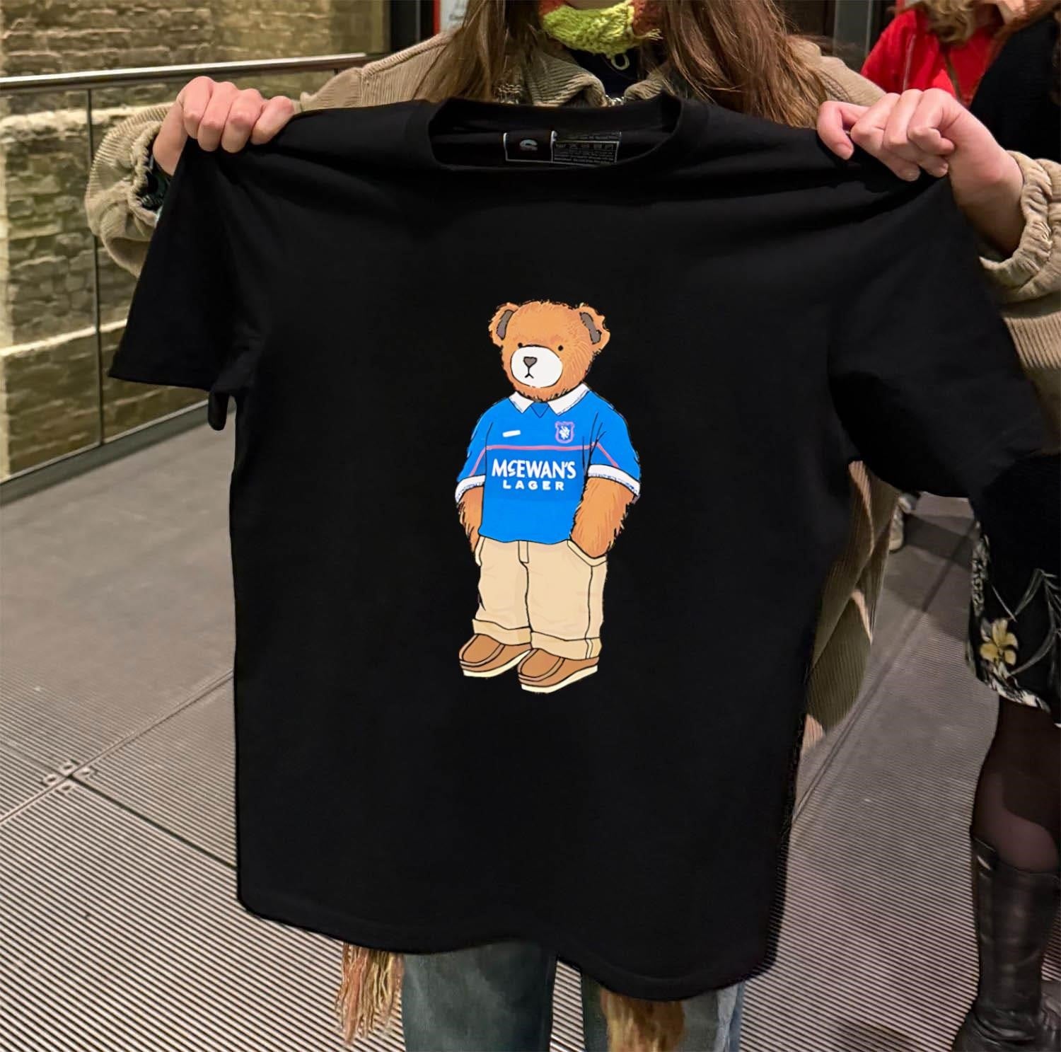 Teddy Bear Wearing Blue McEwan’s Lager Rangers Football shirt