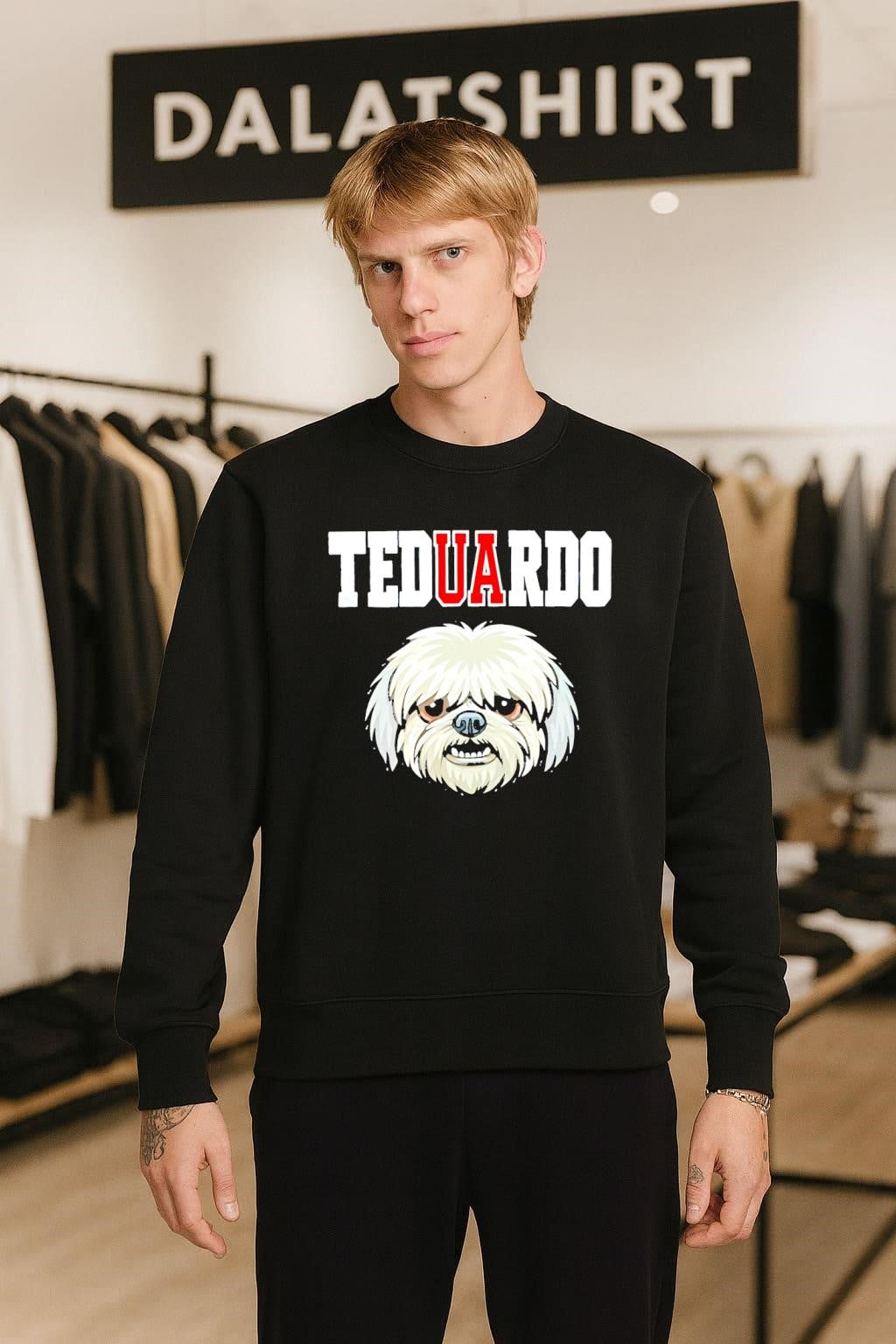 Teduardo White Shih Tzu Dog Face Graphic Portrait shirt