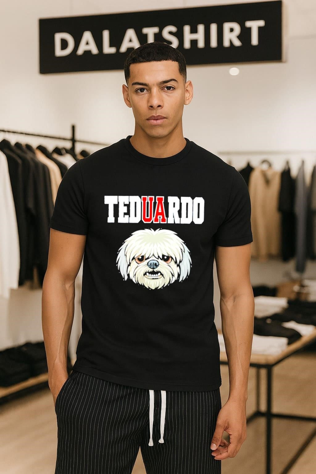 Teduardo White Shih Tzu Dog Face Graphic Portrait shirt