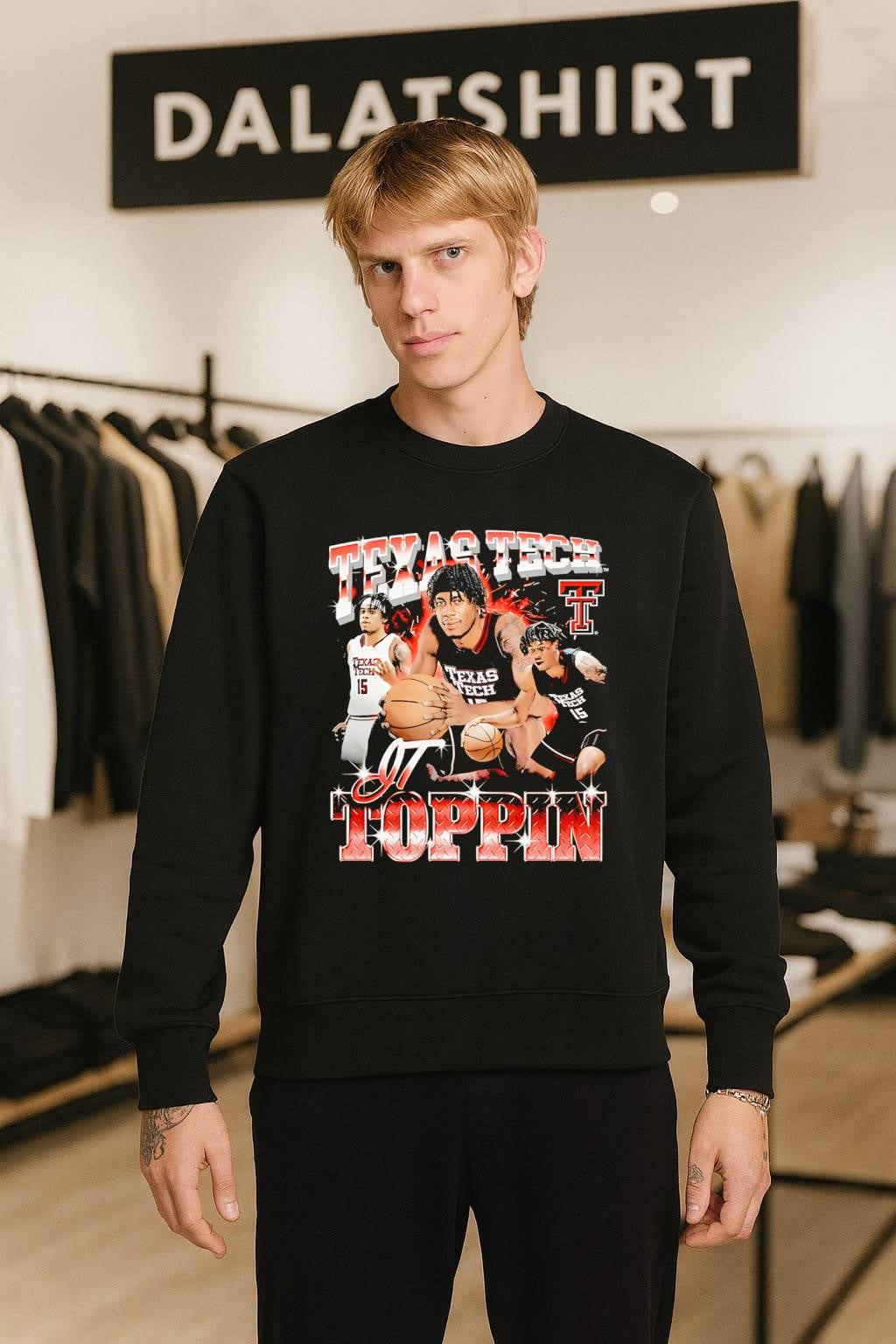 Texas Tech Basketball JT Toppin 15 Collegiate Athlete Sports Graphic shirt