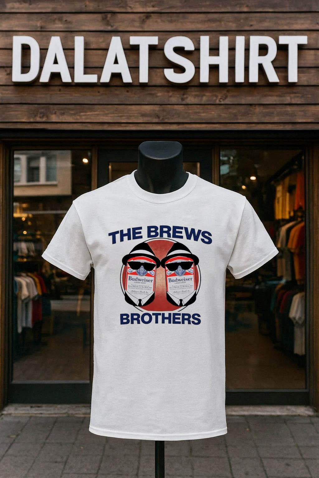 The Brews Brothers Budweiser Beer Cans Sunglasses shirt