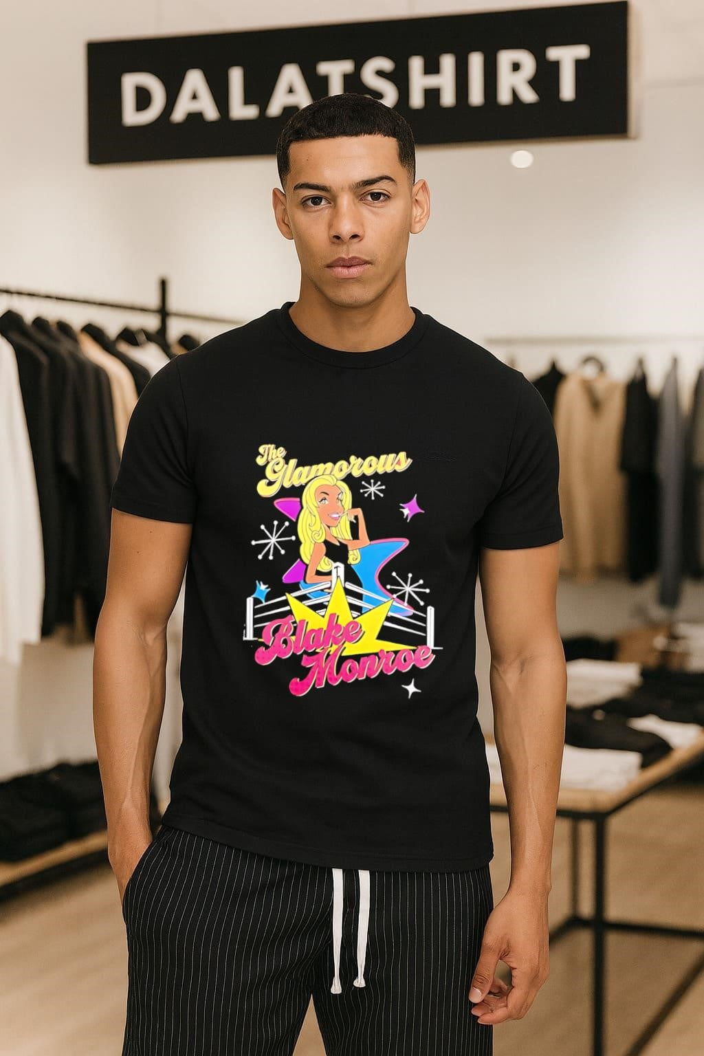 The Glamorous Blake Monroe pink Wrestling ring retro style shirt