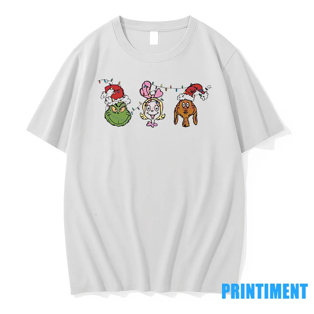 The Grinch Characters Christmas Light Santa Hat Tshirts Sweater