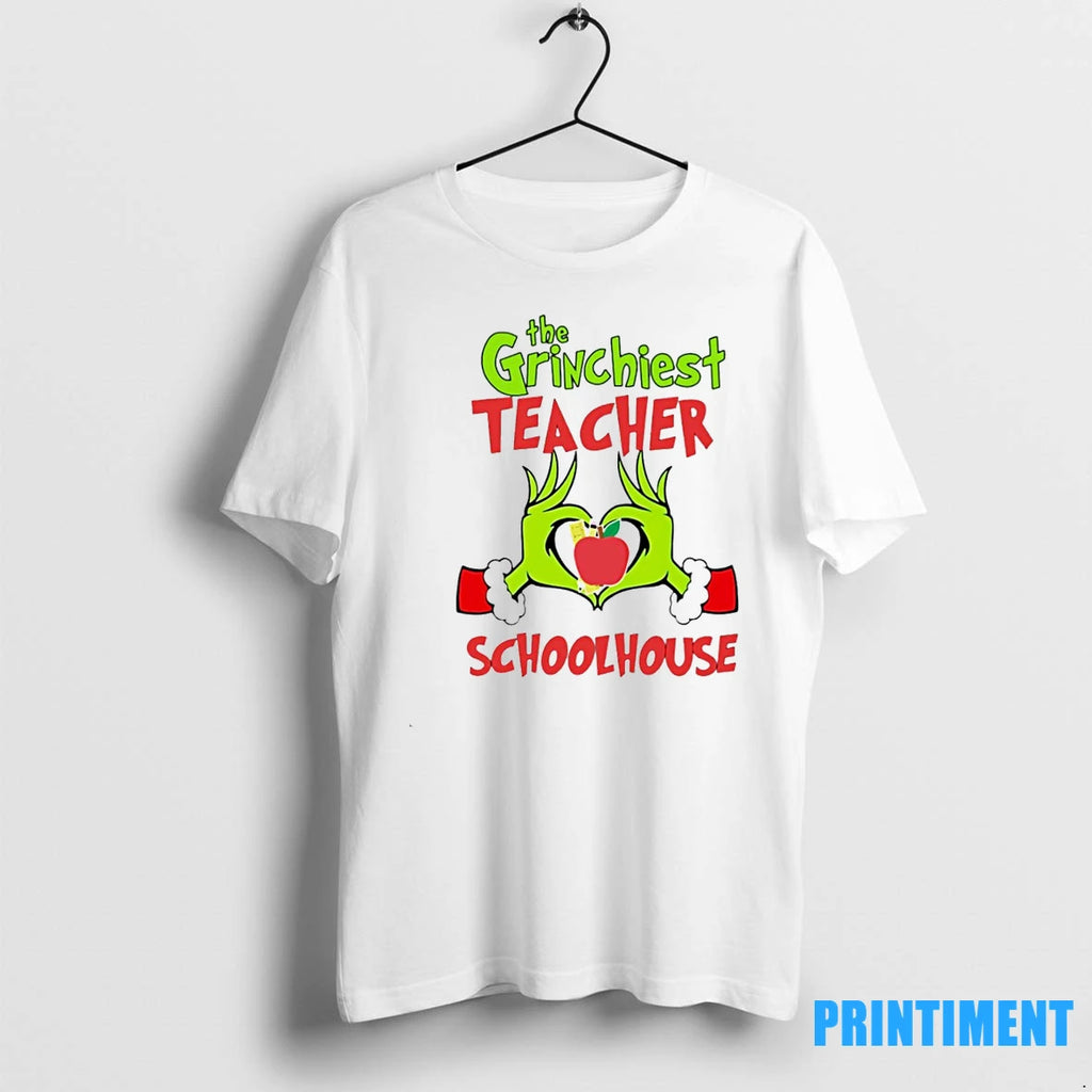 The Grinchiest Teacher Schoolhouse Christmas Tshirts Sweater