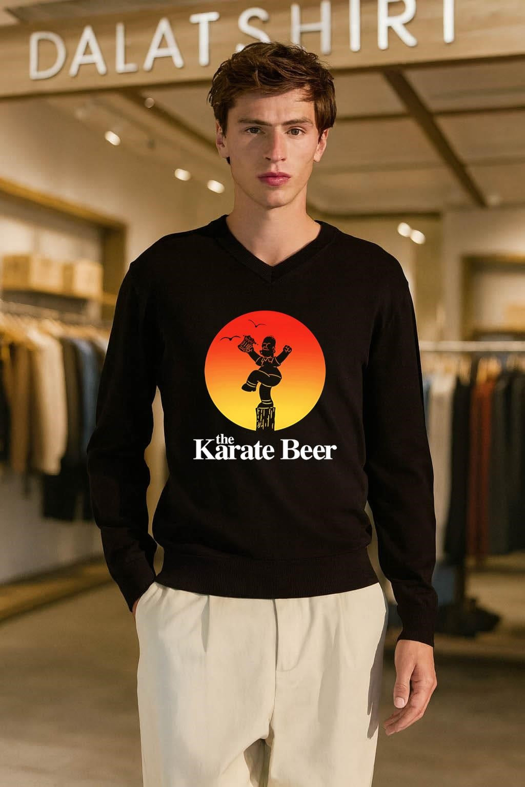 The Karate Kid Homer Simpson Holding Beer Mug Crane Kick shirt
