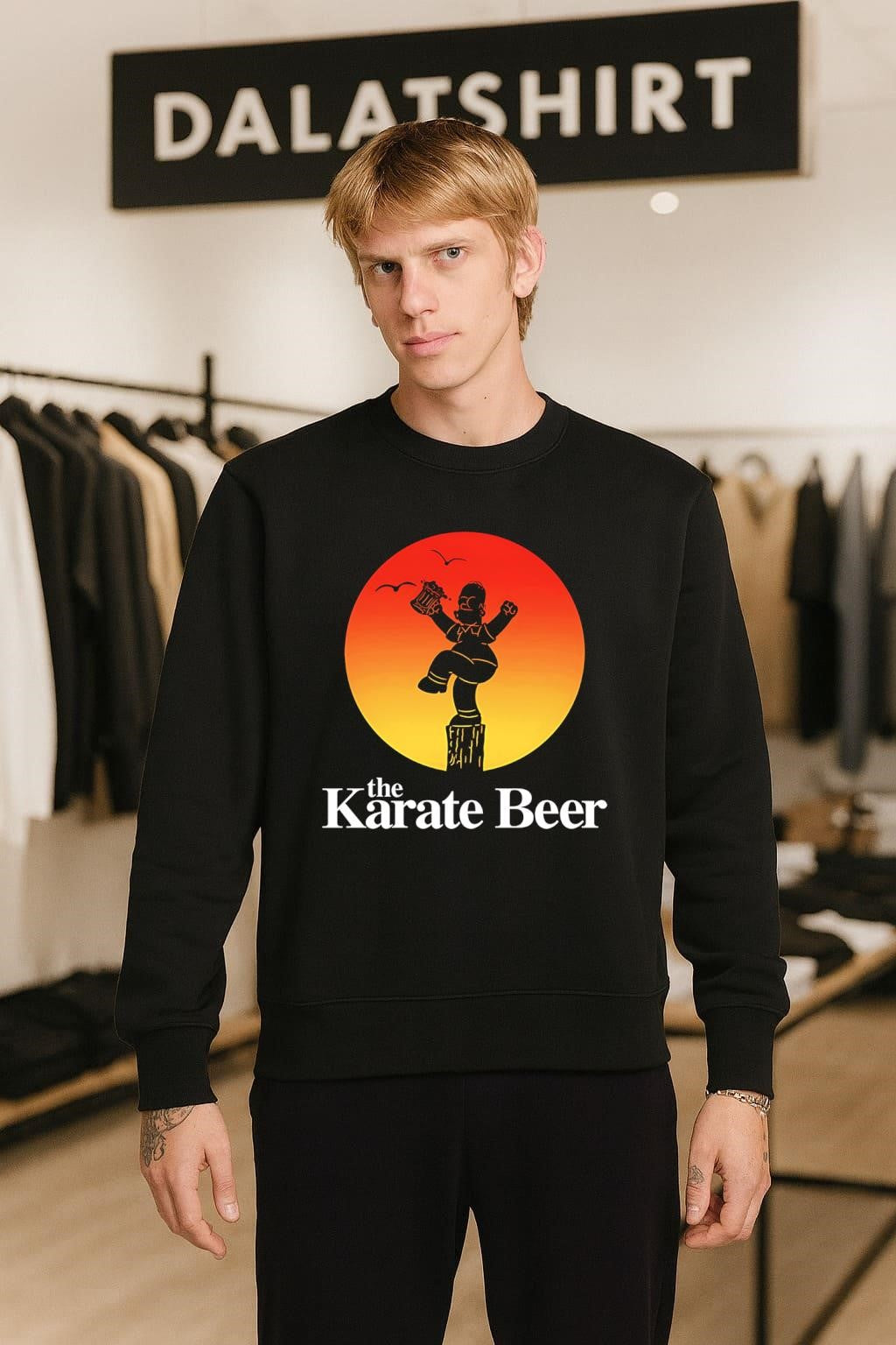 The Karate Kid Homer Simpson Holding Beer Mug Crane Kick shirt