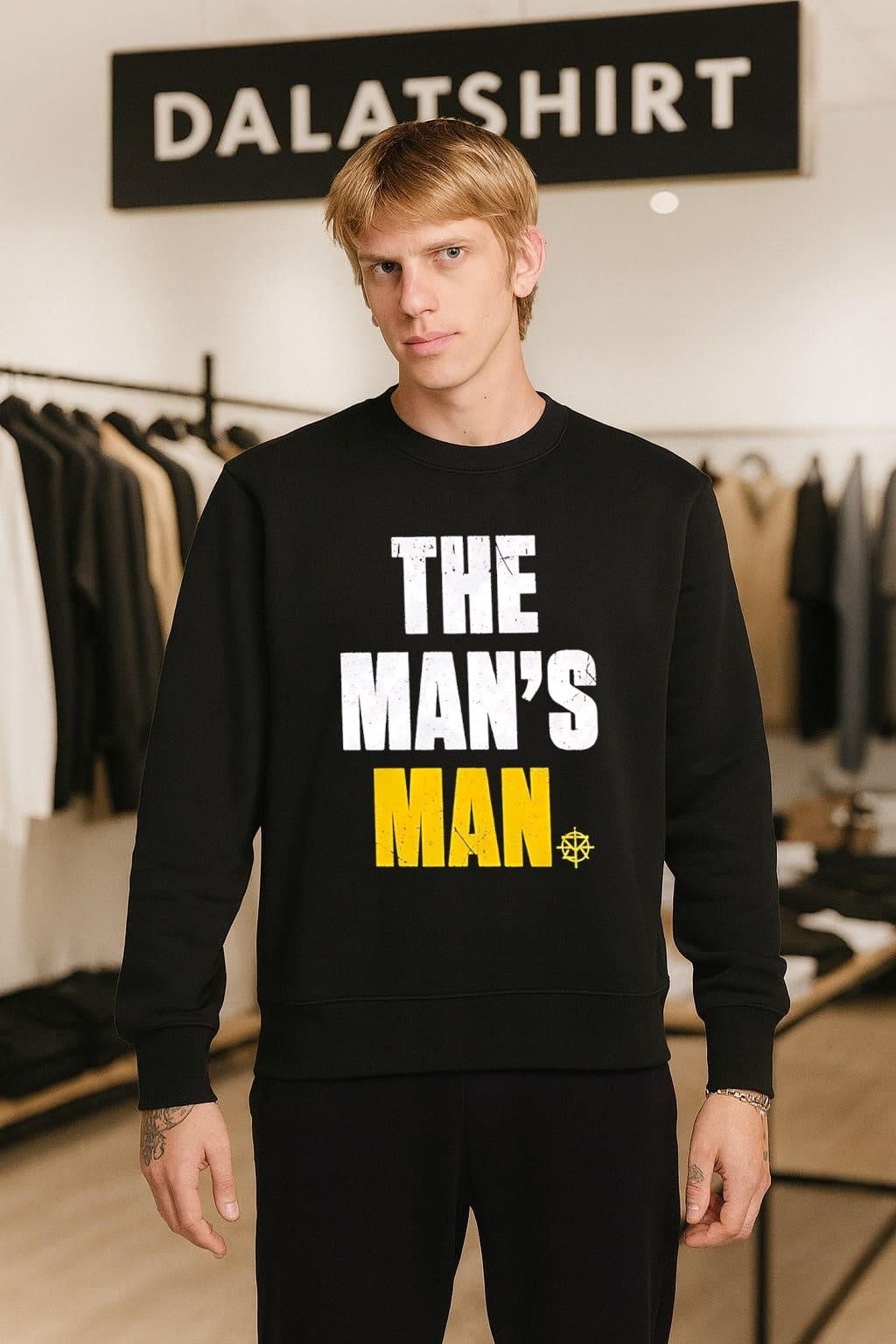 The Man’s Man Seth Rollins yellow text logo shirt
