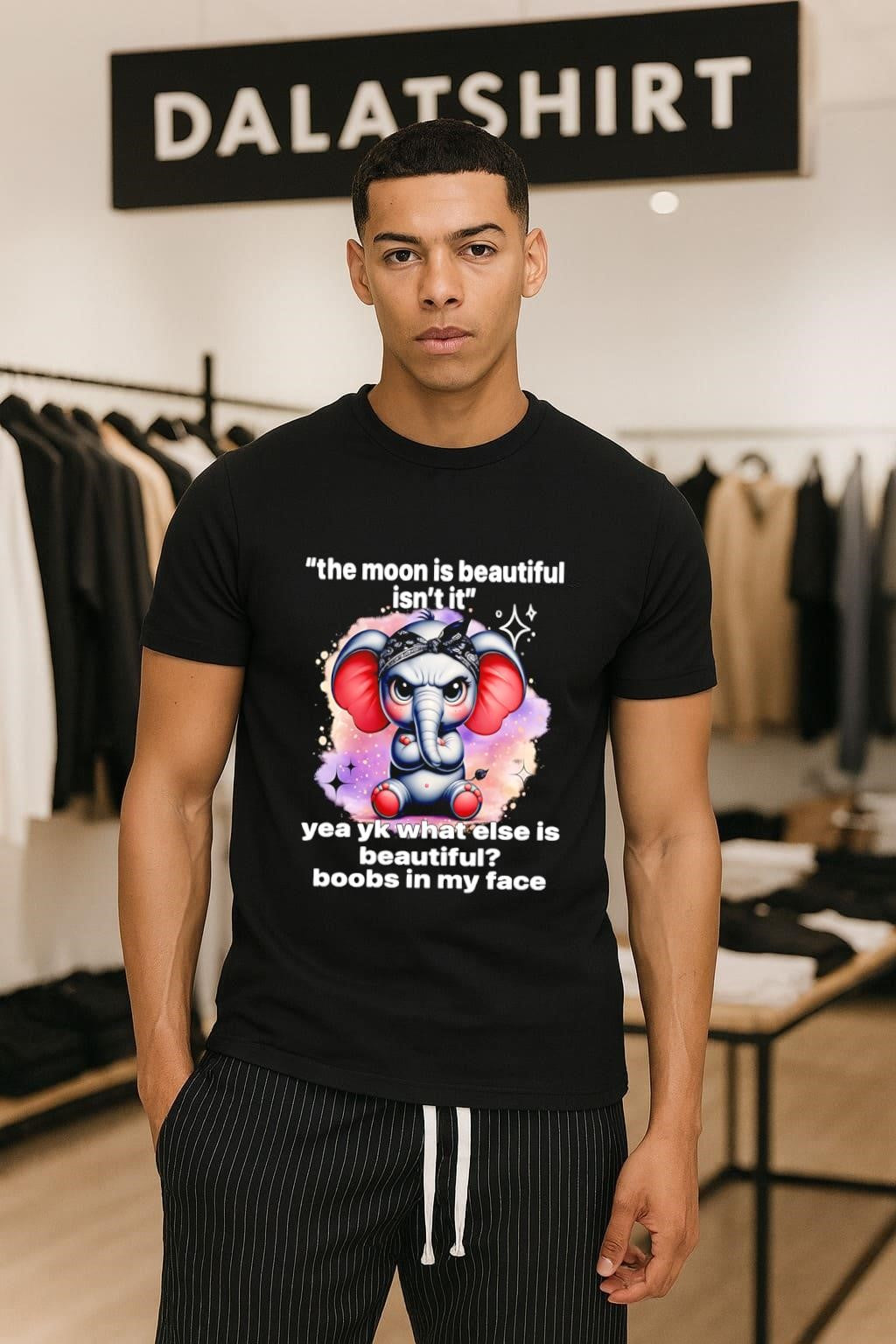 The moon is beautiful isn’t it yea yk what else is beautiful boobs in my face shirt