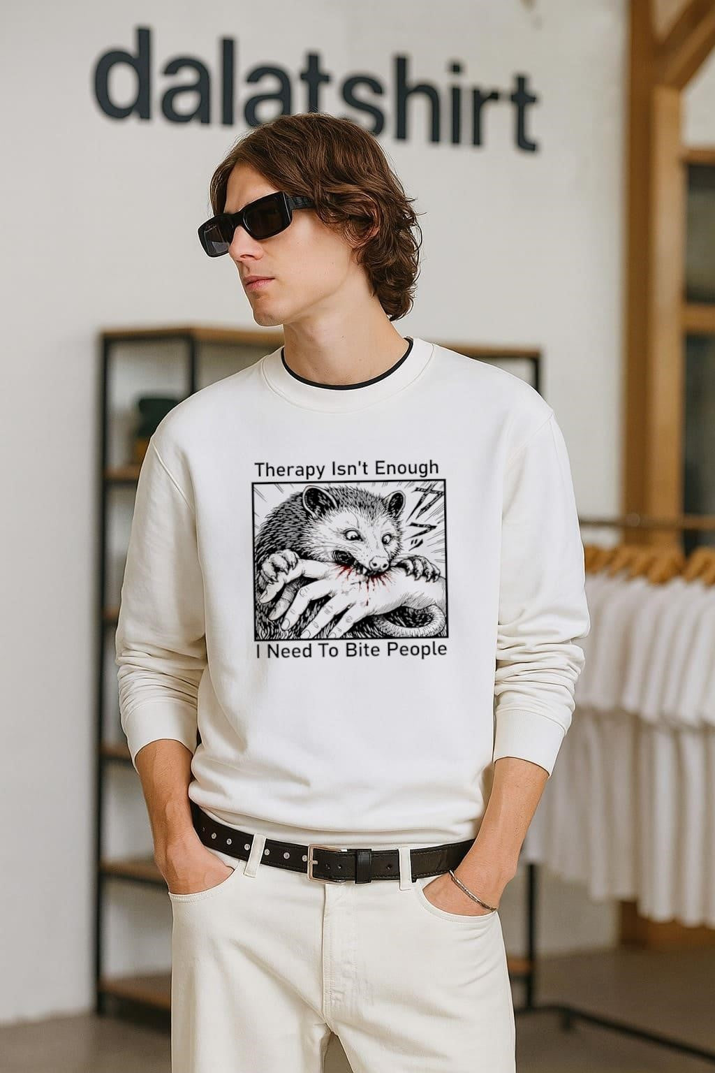 Therapy Isn’t Enough I Need To Bite People Opossum shirt