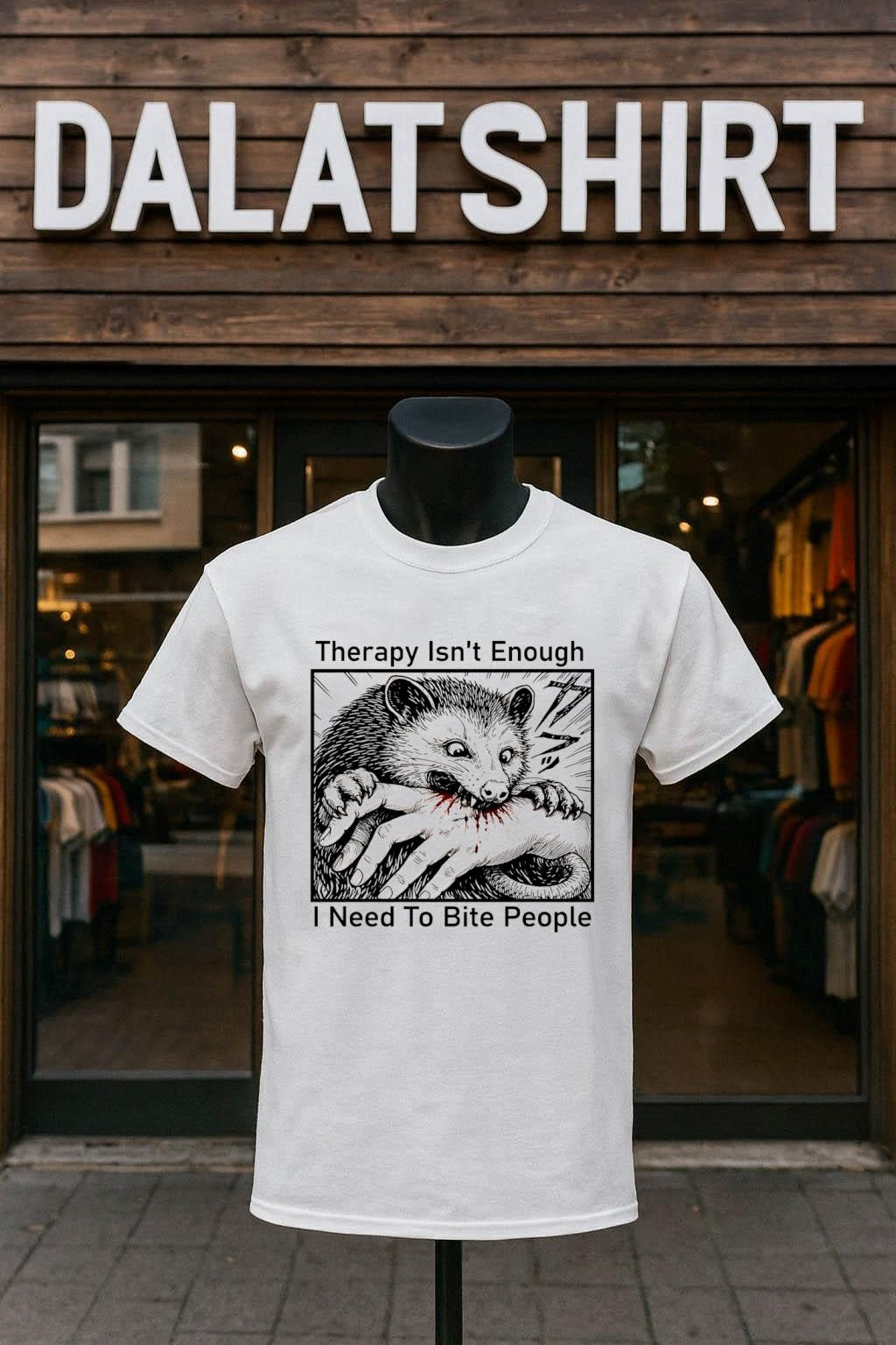 Therapy Isn’t Enough I Need To Bite People Opossum shirt