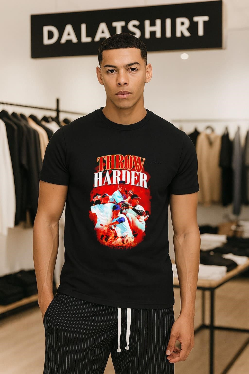 Throw Harder Randy Johnson Pedro Martinez pitching fire shirt